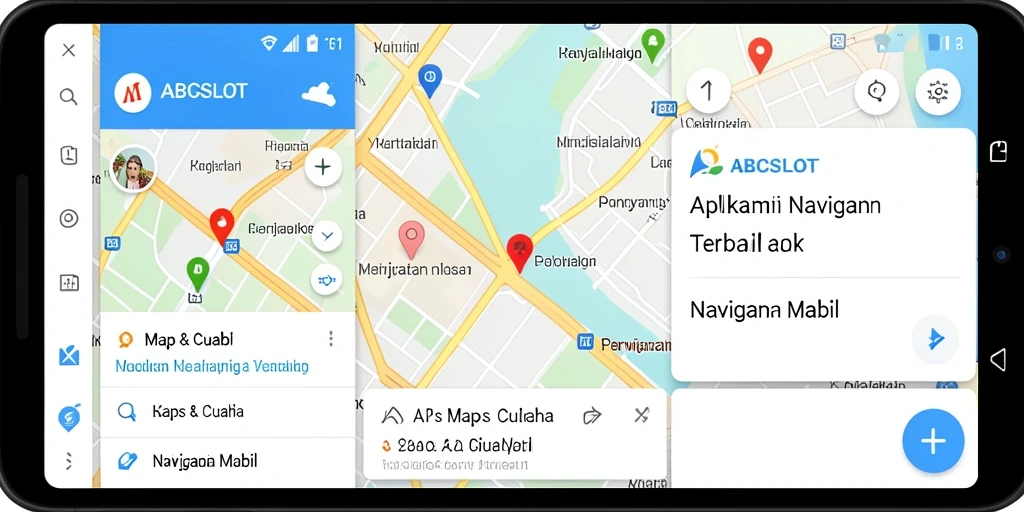 Antarmuka aplikasi ABCSLOT yang menampilkan navigasi mobil.