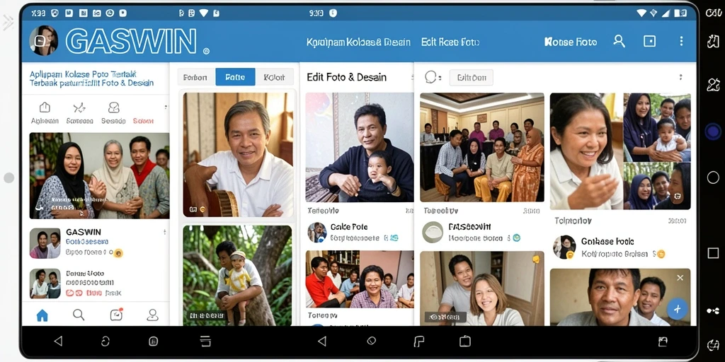 Antarmuka GASWIN yang sederhana dan intuitif untuk kolase foto.