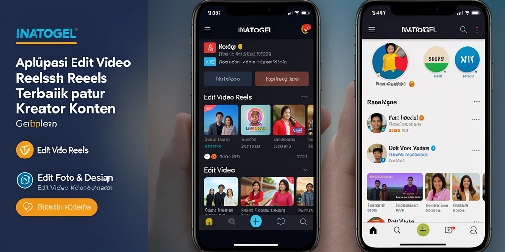 Tampilan antarmuka aplikasi INATOGEL untuk Edit Video Reels yang menarik.