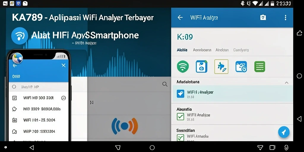 Screenshot KA789 menampilkan antarmuka analisis kekuatan WiFi yang sederhana.