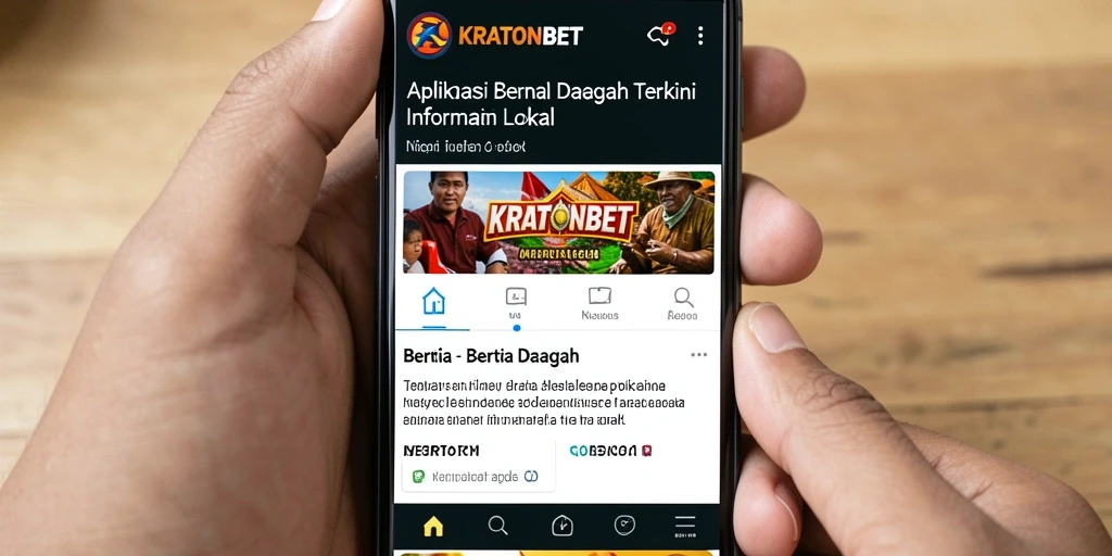 Tampilan antarmuka aplikasi KRATONBET untuk berita daerah.