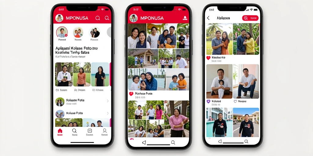 Tampilan antarmuka MPONUSA yang modern dan intuitif untuk Kolase Foto.