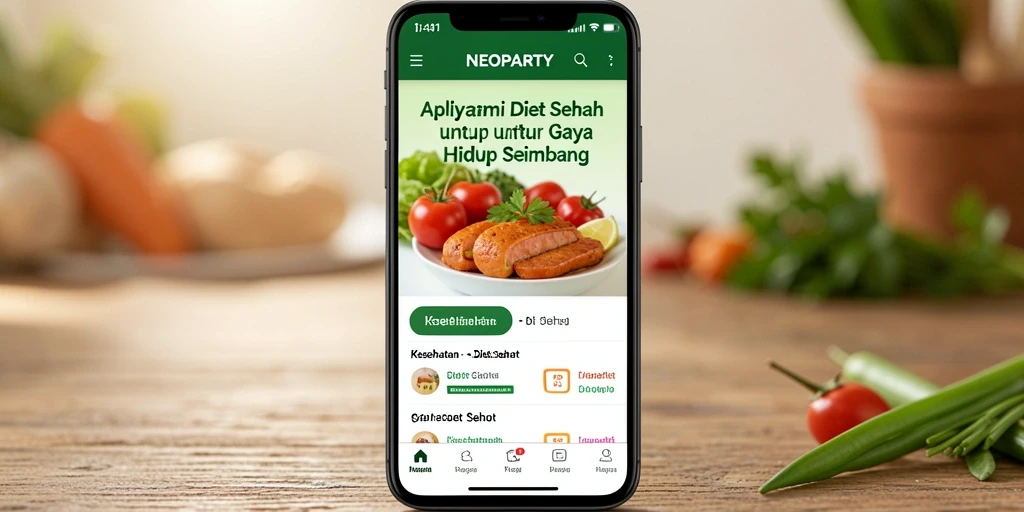 Tampilan antarmuka aplikasi Diet Sehat yang menawan.